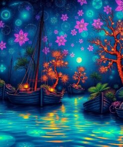 Vintage Bioluminescent Lagoon Paint By Numbers