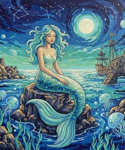 Vintage Bioluminescent Siren Paint By Numbers