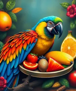 Vintage Blue Macaw Feast paint by numbers