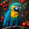 Vintage Blue Macaw Feast Paint By Numbers