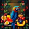 Vintage Blue Macaw Feast Paint by Numbers