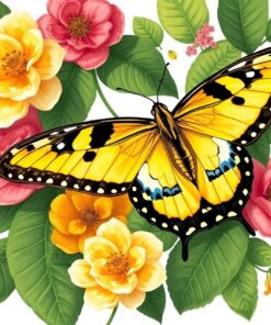 Vintage Botanical Citrus Swallowtail Paint By Numbers