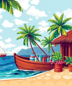 Vintage Bottled Tropic Voyage Paint By Numbers