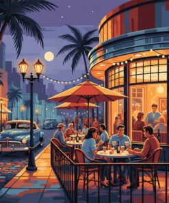 Vintage Boulevard Cafe Glow Paint By Numbers