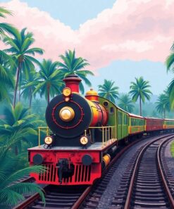 Vintage Brass Amidst Palms Paint By Numbers