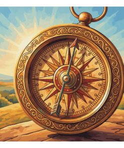 Vintage Brass Sunlit Compass Paint By Numbers