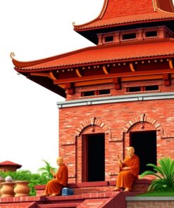 Pagoda Monks Paint Numbers