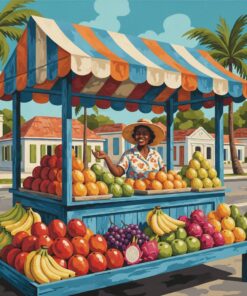 Vintage Bridgetown Fruit Stall Paint By Numbers