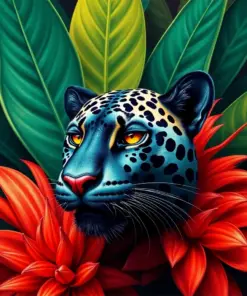 Vintage Bromeliad Panther Paint By Numbers