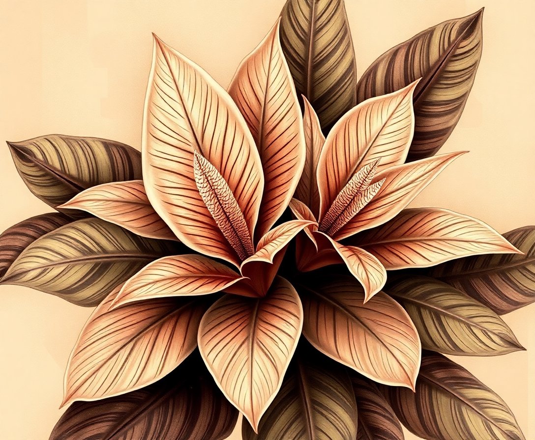 vintage-bromeliad-study-paint-by-numbers-kit-sepia-floral-art