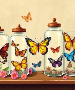 Vintage Butterfly Specimen Jars Paint By Numbers
