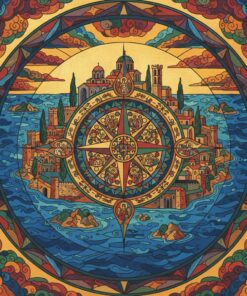 Vintage Byzantine Island Compass Paint By Numbers