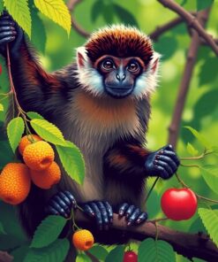 Capuchin Foraging Paint Numbers