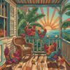 Vintage Caribbean Porch Hens Paint By Numbers