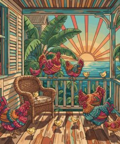 Vintage Caribbean Porch Hens Paint By Numbers