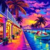 Vintage Caribbean Promenade Glow Paint By Numbers
