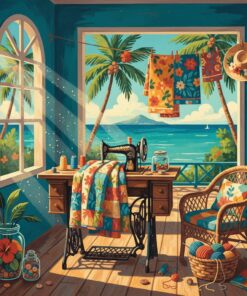 Vintage Caribbean Sewing Room Paint By Numbers