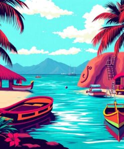 Vintage Caribbean Twin Peaks Paint By Numbers