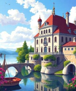 Vintage Castle Lagoon View Paint By Numbers