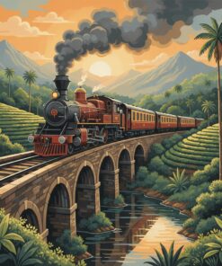 Vintage Ceylon Steam Locomotive Paint By Numbers