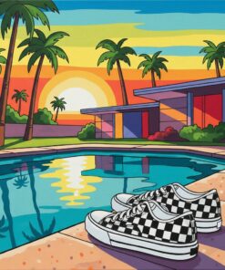 Vintage Checkerboard Poolside Kicks Paint By Numbers