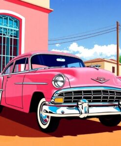 Vintage Chevy Pink Casa Paint By Numbers