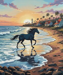 Vintage Coastal Equine Shadow Paint By Numbers