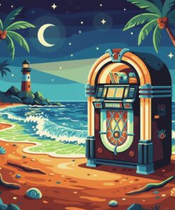 Vintage Coastal Jukebox Glow Paint By Numbers