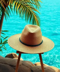 Vintage Coastal Panama Hat Paint By Numbers
