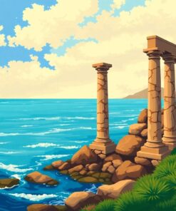 Vintage Coastal Pillar Ruins Paint By Numbers