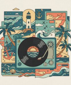 Vintage Coastal Vinyl Grooves Paint By Numbers