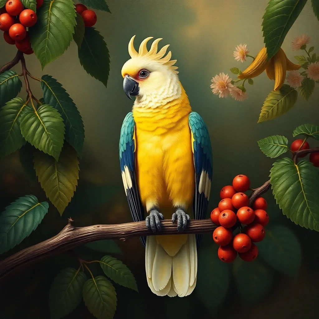 completed artwork display Vintage Cockatoo Fig Perch paint by numbers