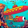 Vintage Comic Submarine Lair Paint By Numbers