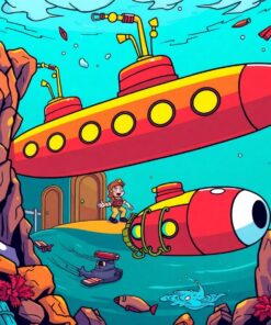 Vintage Comic Submarine Lair Paint By Numbers