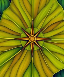 Vintage Compass Taro Leaf Paint By Numbers