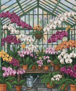 Vintage Conservatory Orchid Blooms Paint By Numbers