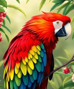 Vintage Conservatory Scarlet Macaw Paint By Numbers