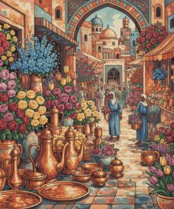 Vintage Copper Bazaar Blooms Paint By Numbers