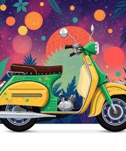 Vintage Cosmic Jungle Moped Paint By Numbers