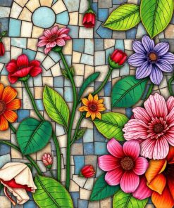 Vintage Cracked Botanical Mosaic Paint By Numbers