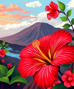 Vintage Crater Hibiscus Paint By Numbers