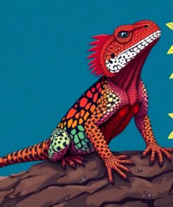 Vintage Crimson Agama Paint By Numbers