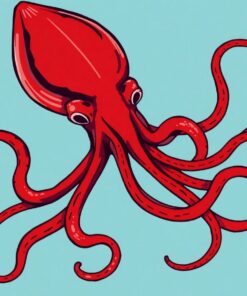 Vintage Crimson Vampire Squid Paint By Numbers