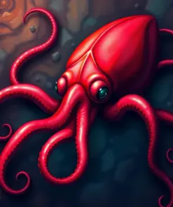 Vintage Crimson Vampire Squid Paint By Numbers