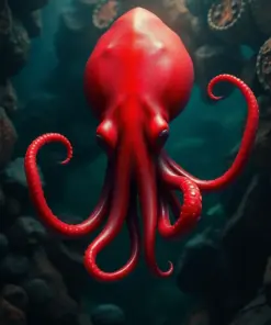 Vintage Crimson Vampire Squid paint by numbers