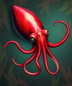 Vintage Crimson Vampire Squid paint by numbers