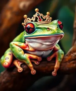 Vintage Crowned Tree Frog Paint By Numbers