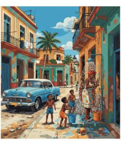Vintage Cuban Street Shower Paint By Numbers