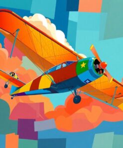 Vintage Cubist Clipper Flight Paint By Numbers