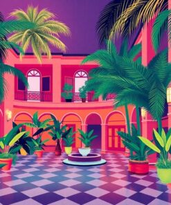 Vintage Deco Palm Court Paint By Numbers